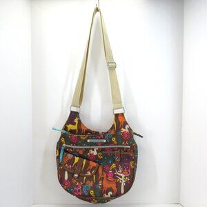 Lily Bloom Forest Animals Print Crossbody Bag Adjustable Strap Interior Pockets